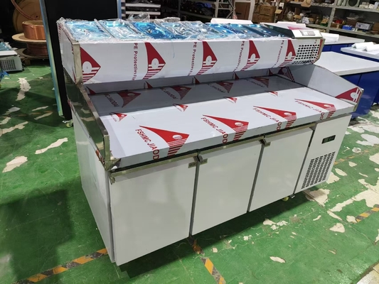 1.8M 샐러드 작업 테이블 3 개의 문과 함께 냉장고 피자 준비 테이블