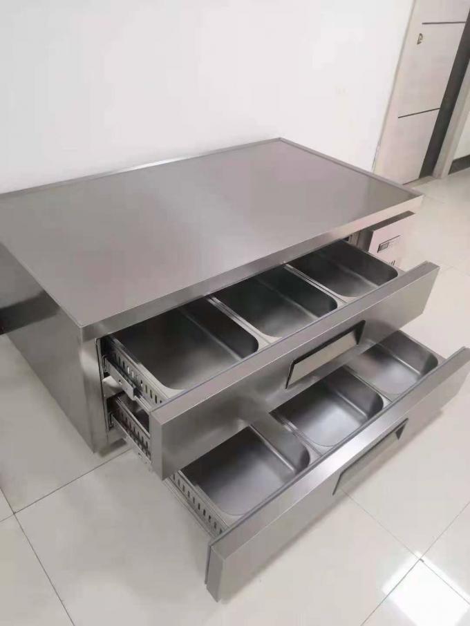 6-도함 카운터 테이블 상업용 스테인레스 스틸 카운터 냉장고 드라워 냉장고 작업 테이블 2